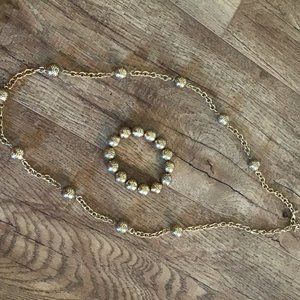 Gold Beaded Necklace & Braclet